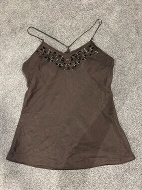 Jacob Brown Beaded Spaghetti-Strap Camisole